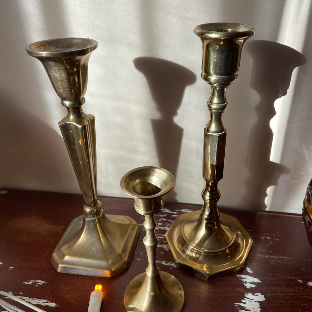 3 Brass Candle sticks